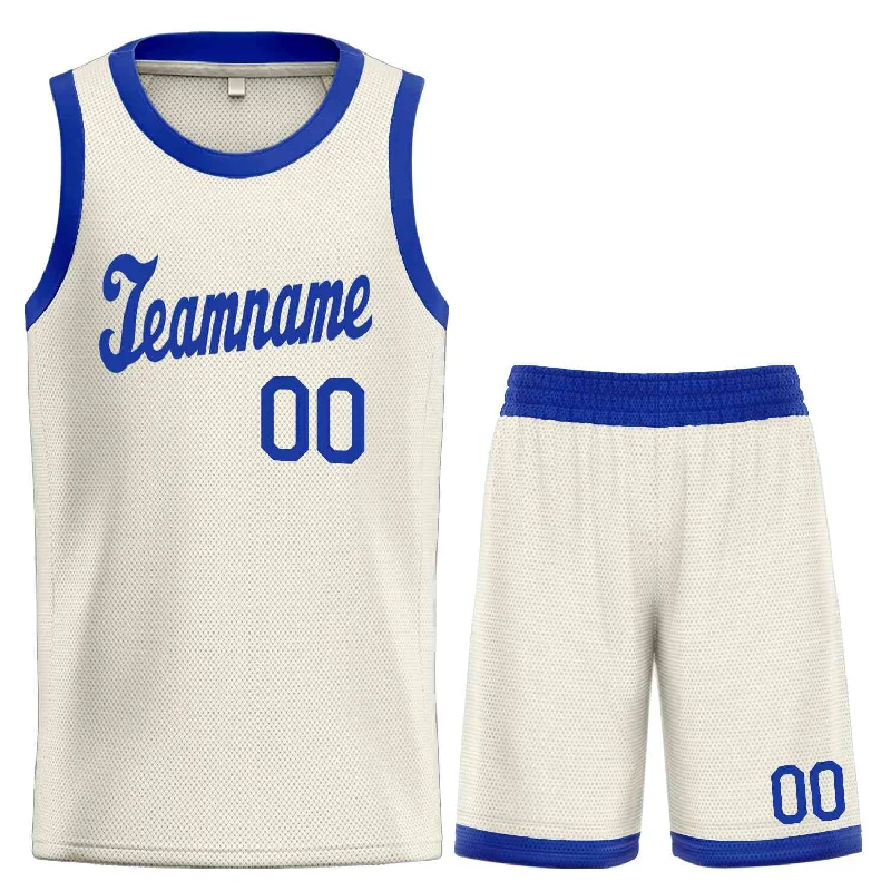 Basketball jerseys pro-grade -Custom Cream Royal Classic Sets Sports Uniform Basketball Jersey