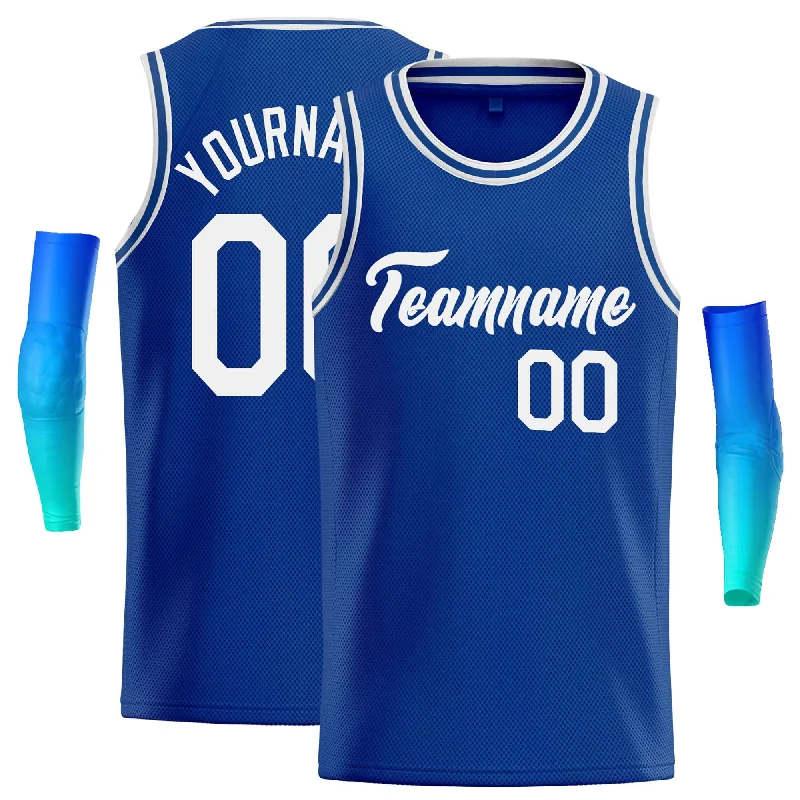 Basketball jerseys designer -Custom Royal White Classic Tops Casual Basketball Jersey