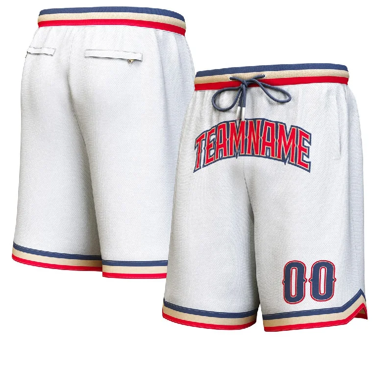 Basketball socks team-style -Custom White Red-Navy Personalized Basketball Shorts