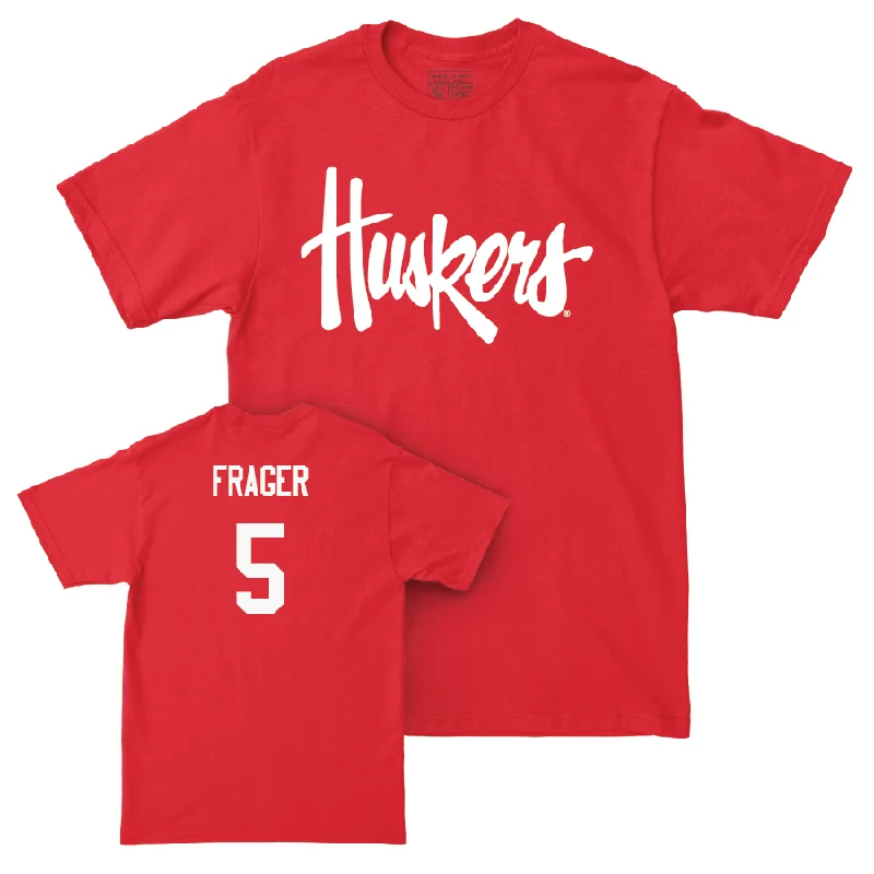 Men's basketball T-shirts durable-court -Red Men's Basketball Huskers Tee  - Braden Frager