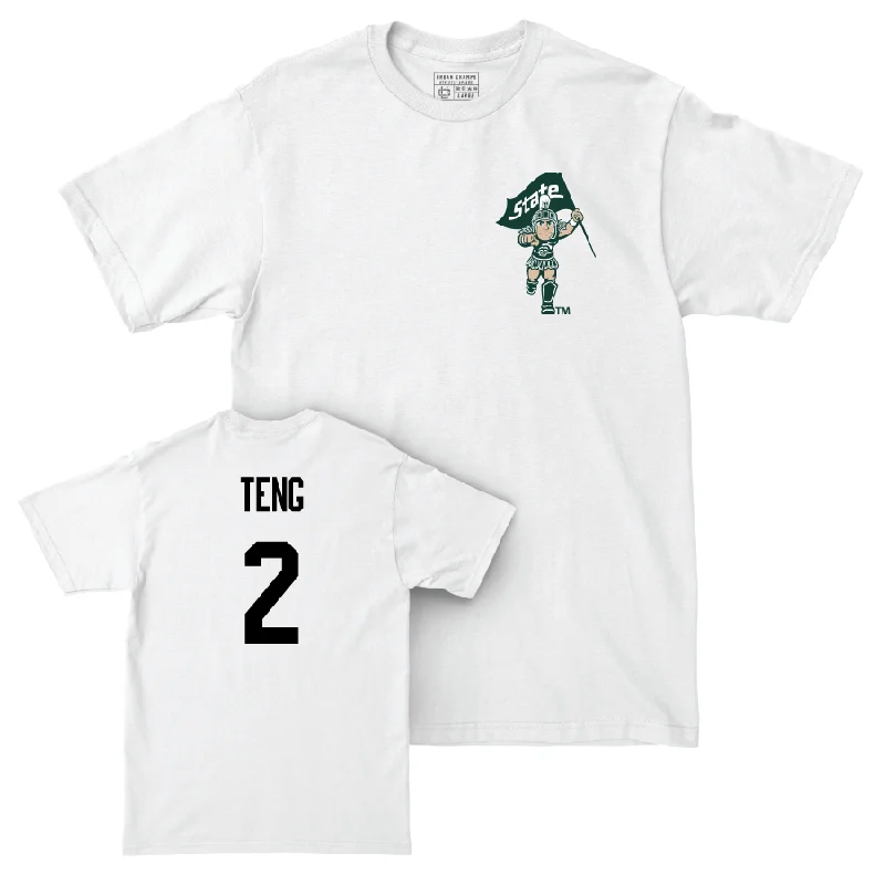 Men's basketball T-shirts muted-tone -Men's Basketball White Sparty Comfort Colors Tee   - Kur Teng