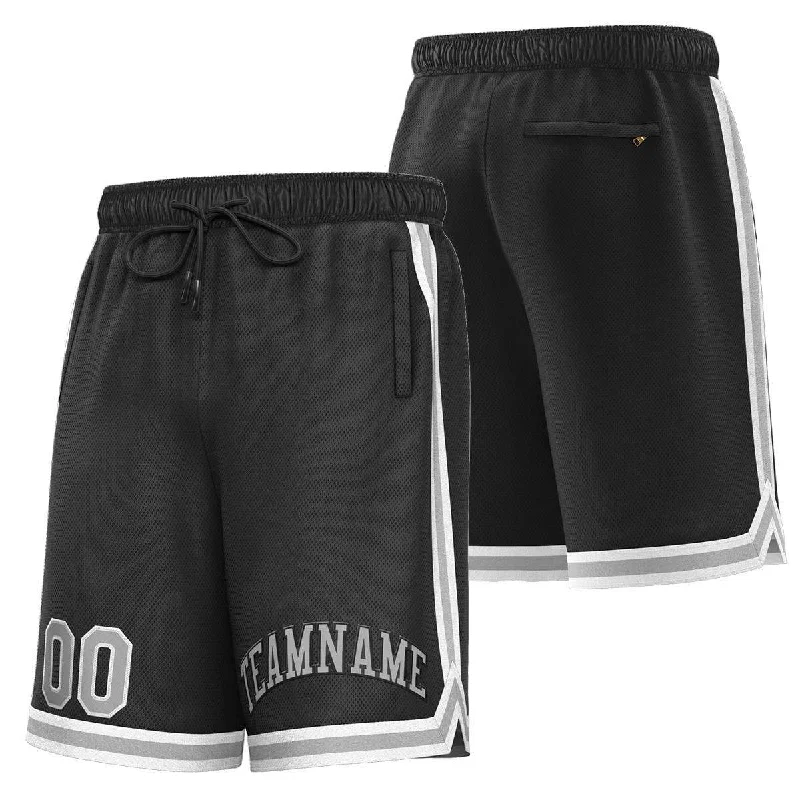 Men's basketball shorts stylish apparel -Custom Black Gray-White Sport Basketball Shorts