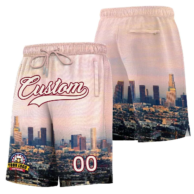 Men's basketball shorts vented sides -Custom Personalized Los Angeles City Landscape Basketball Shorts