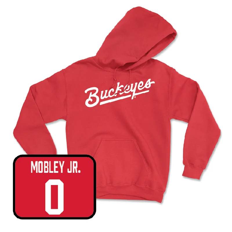 Men's basketball hoodie active kit -Red Men's Basketball Script Hoodie  - John Mobley Jr.