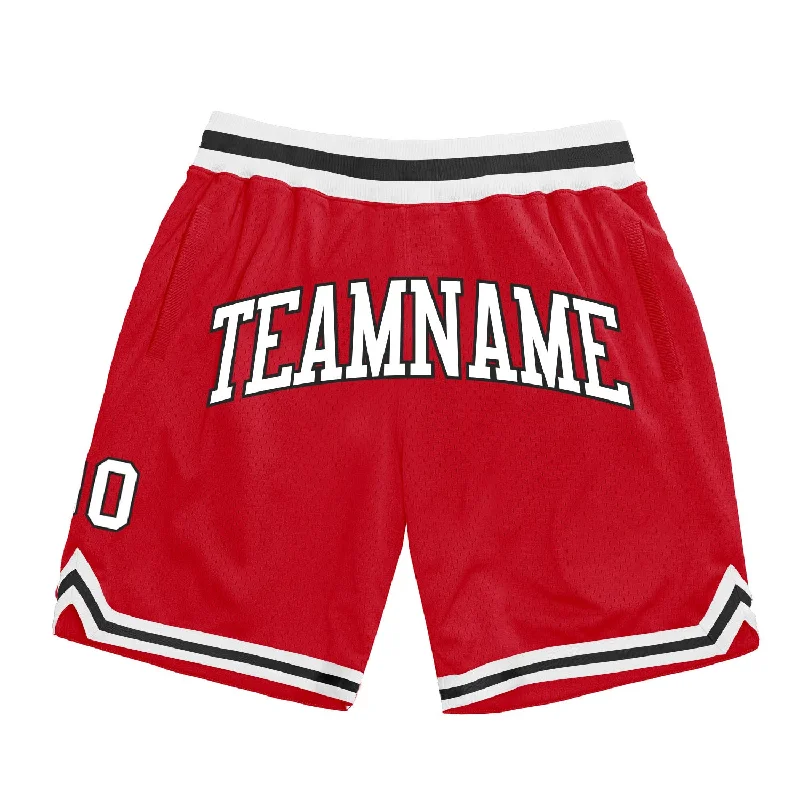 Men's basketball shorts light offer -Custom Red White-Black Authentic Throwback Basketball Shorts