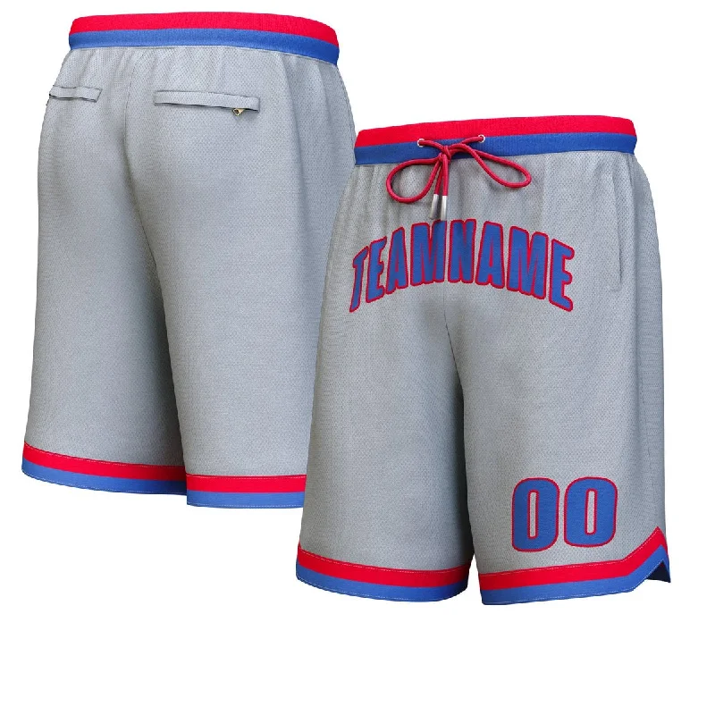 Men's basketball shorts sport special -Custom Gray Royal-Red Personalized Basketball Shorts