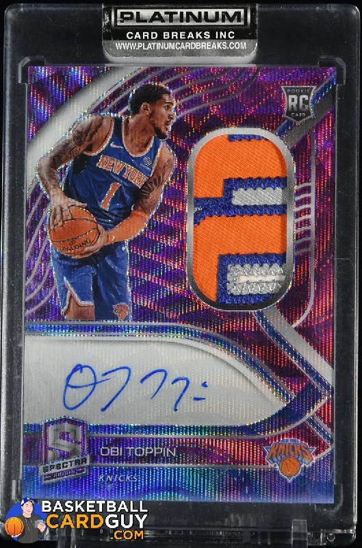 Basketball jerseys winter -Obi Toppin 2020-21 Panini Spectra Rookie Jersey Autographs Purple Wave FOTL #186 #/8