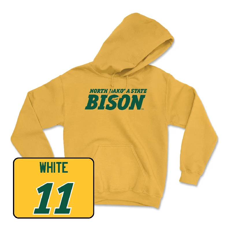 Men's basketball hoodie affordable ensemble -Gold Men's Basketball Bison Hoodie - Jacari White