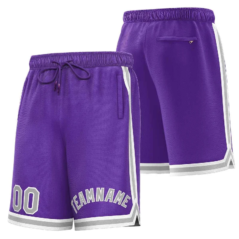 Men's basketball shorts sport bundle -Custom Purple Gray-White Sport Basketball Shorts