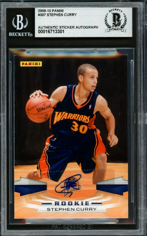 Basketball cards rivalry-rarity -Stephen Curry Autographed 2009-10 Panini Rookie Card #307 Golden State Warriors Beckett BAS #16713301