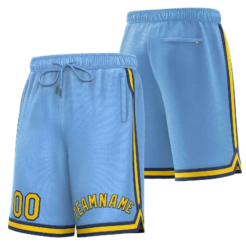 Men's basketball shorts affordable bundle -Custom Powder Blue Gold-Black Sport Basketball Shorts