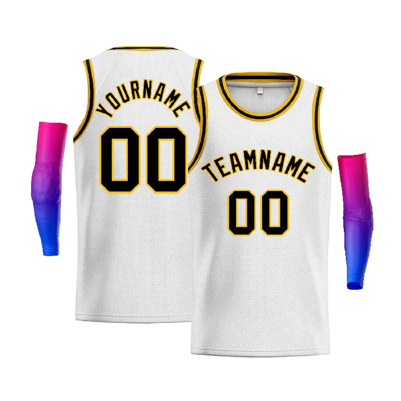 Basketball jerseys retro -Custom White Yellow-Black Classic Tops Men Casual Bull Basketball Jersey