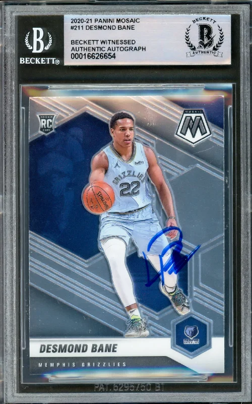 Basketball cards high-gloss-rarity -Desmond Bane Autographed 2020-21 Panini Mosaic Rookie Card #211 Memphis Grizzlies Beckett BAS Witnessed #16626654