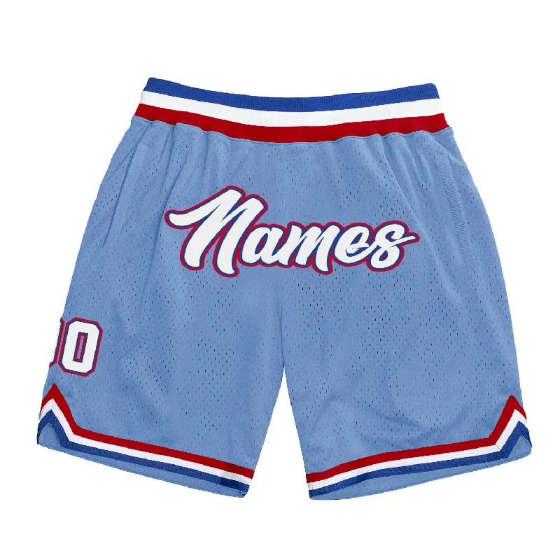 Men's basketball shorts squad deal -Custom Light Blue White-Royal Authentic Throwback Basketball Shorts