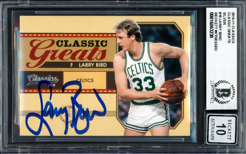 Basketball cards exclusive-rare -Larry Bird Autographed 2010-11 Classics Greats Silver Card #16 Boston Celtics Auto Grade Gem Mint 10 #240/250 Beckett BAS Witness #16863230