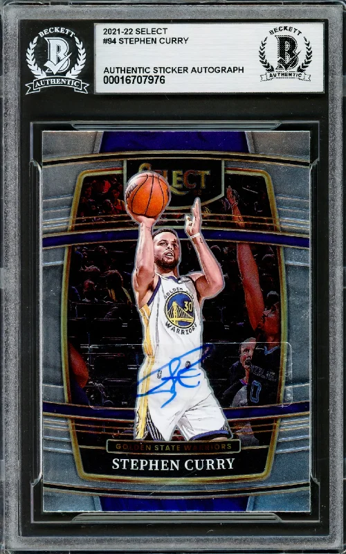 Basketball cards all-NBA-rarity -Stephen Curry Autographed 2021-22 Select Card #94 Golden State Warriors Beckett BAS