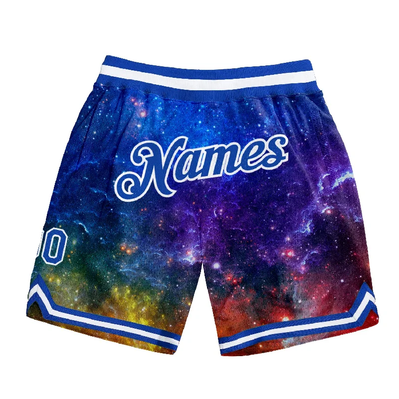 Men's basketball shorts team ensemble -Custom Galactic Royal-White 3D Authentic Basketball Shorts