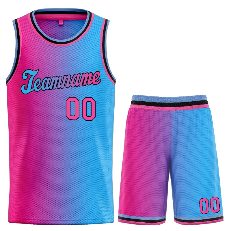 Basketball jerseys vibrant-style -Custom Pink Blue Gradient Fashion Sets Basketball Jersey