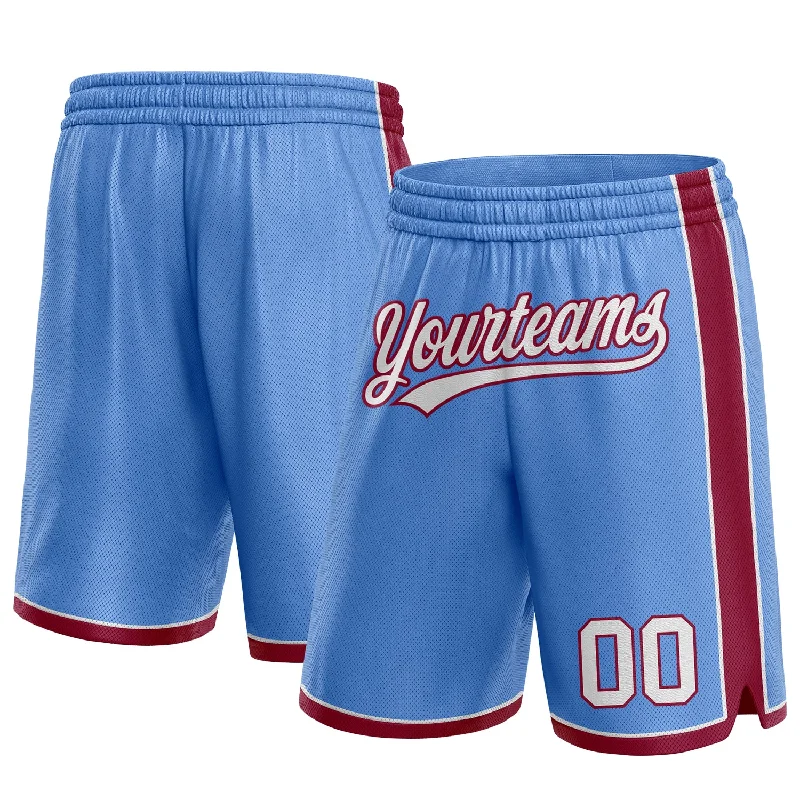 Men's basketball shorts custom deal -Custom Light Blue White-Maroon Authentic Basketball Shorts