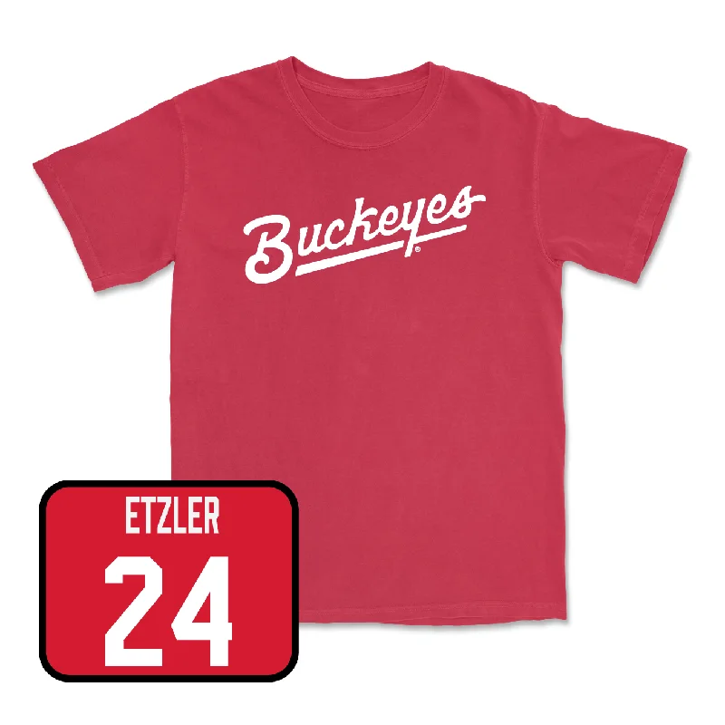 Men's basketball T-shirts team-logo -Red Men's Basketball Script Tee - Kalen Etzler