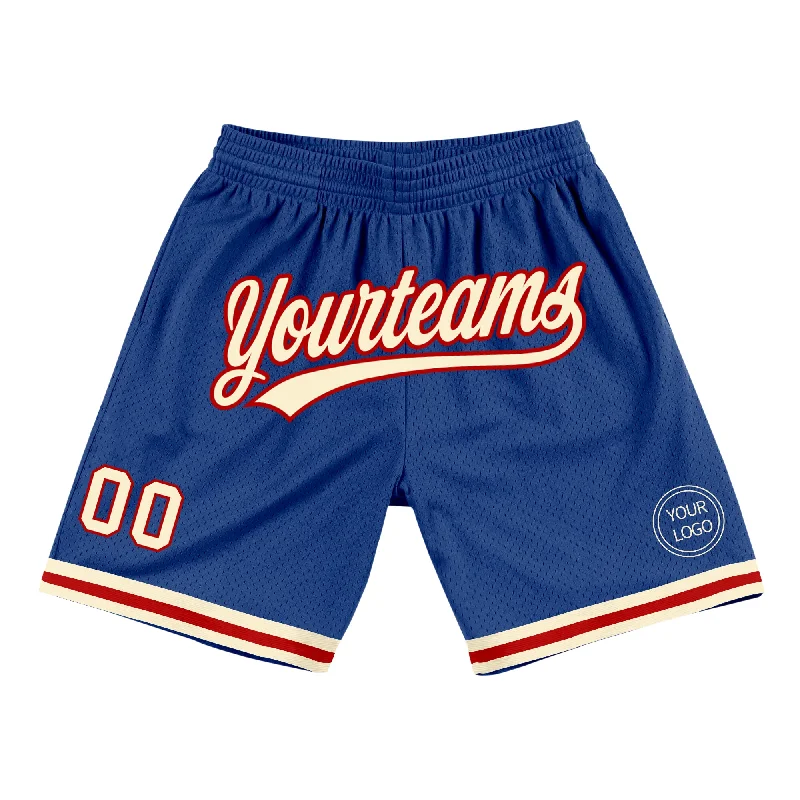 Men's basketball shorts high-energy pair -Custom Royal Cream-Red Authentic Throwback Basketball Shorts