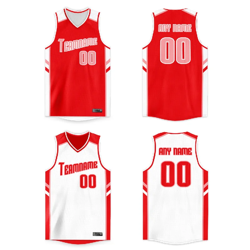 Basketball jerseys breathable-team -Custom Red White Double Side Tops Basketball Jersey