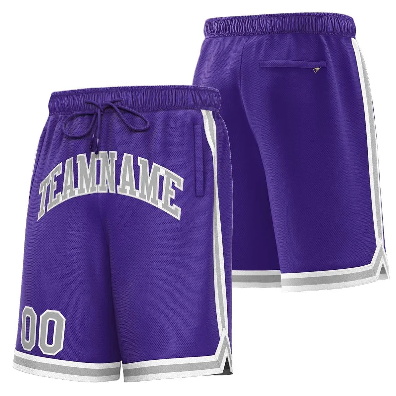 Men's basketball shorts quick-dry set -Custom Purple Gray Sport Basketball Shorts