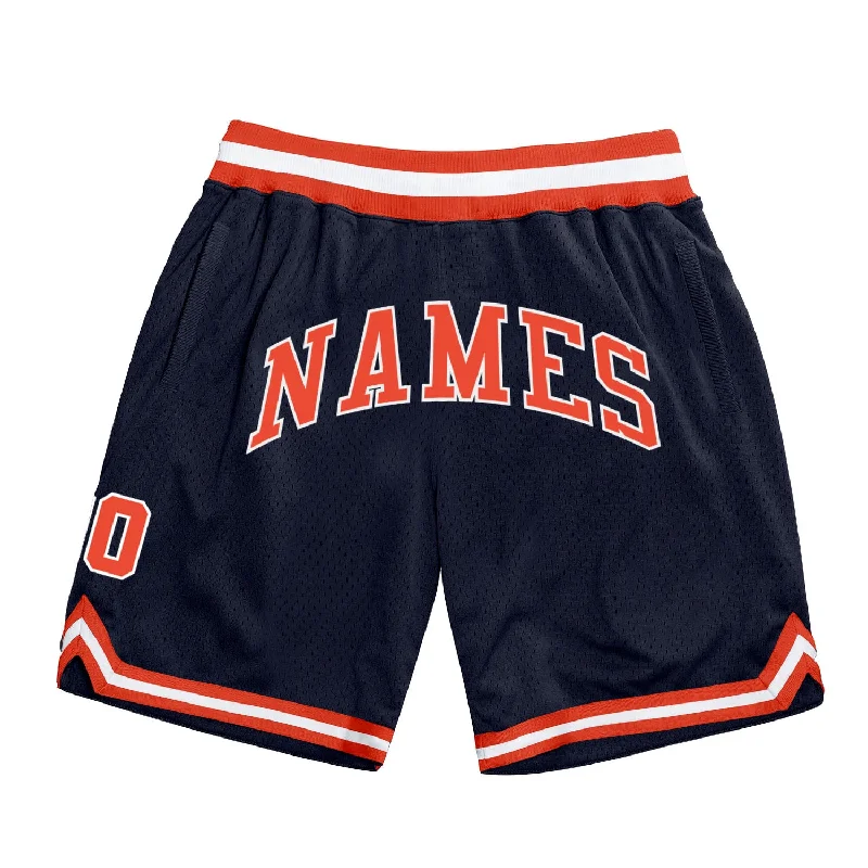 Men's basketball shorts pro bundle -Custom Navy Orange-White Authentic Throwback Basketball Shorts