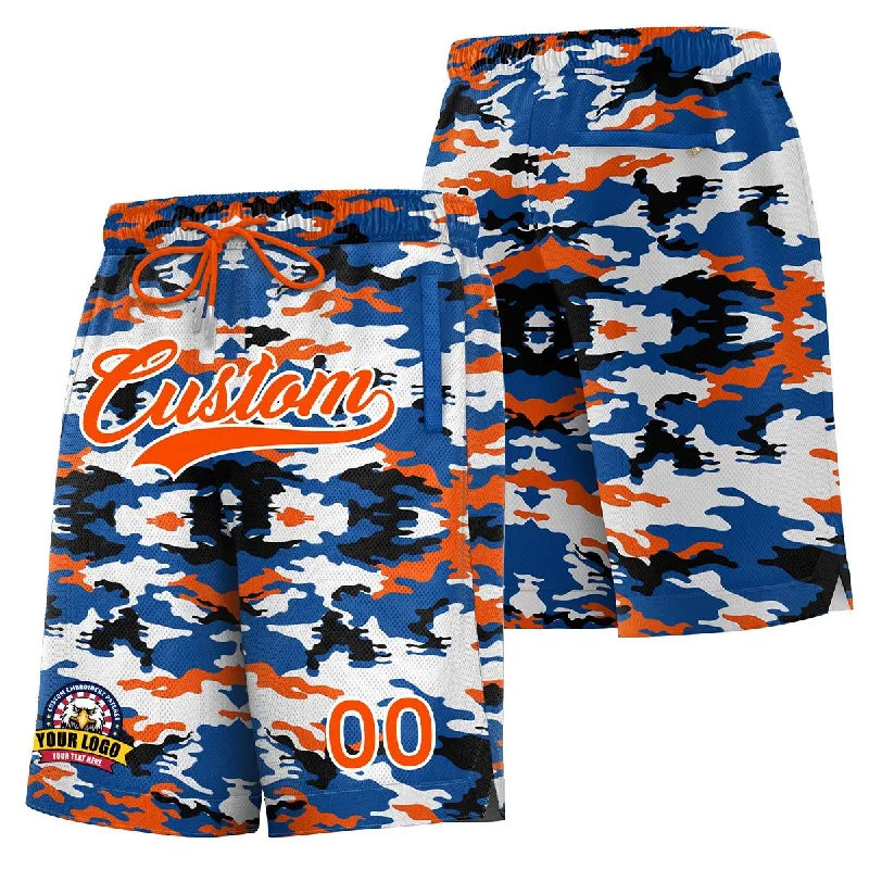 Basketball socks stylish-modern -Custom Royal Orange White Camo Basketball Shorts