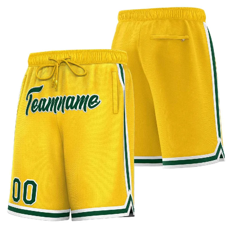 Men's basketball shorts loud designs -Custom Yellow Green-White Sport Basketball Shorts