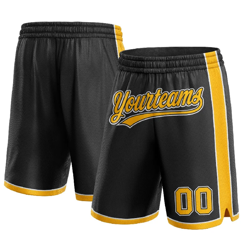 Men's basketball shorts snug design -Custom Black Gold-White Authentic Basketball Shorts