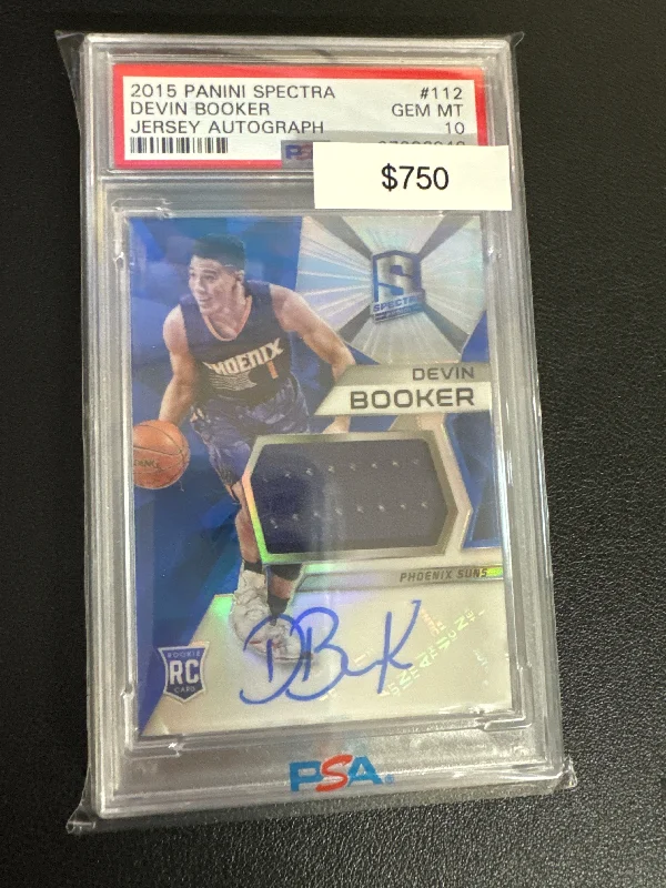 Basketball jerseys pro-performance -2015 Spectra Devin Booker jersey patch auto PSA 10