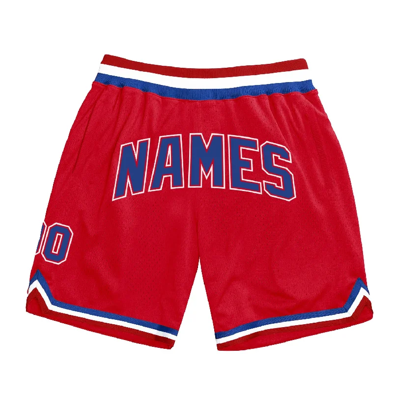 Men's basketball shorts trendy collection -Custom Red Royal-White Authentic Throwback Basketball Shorts