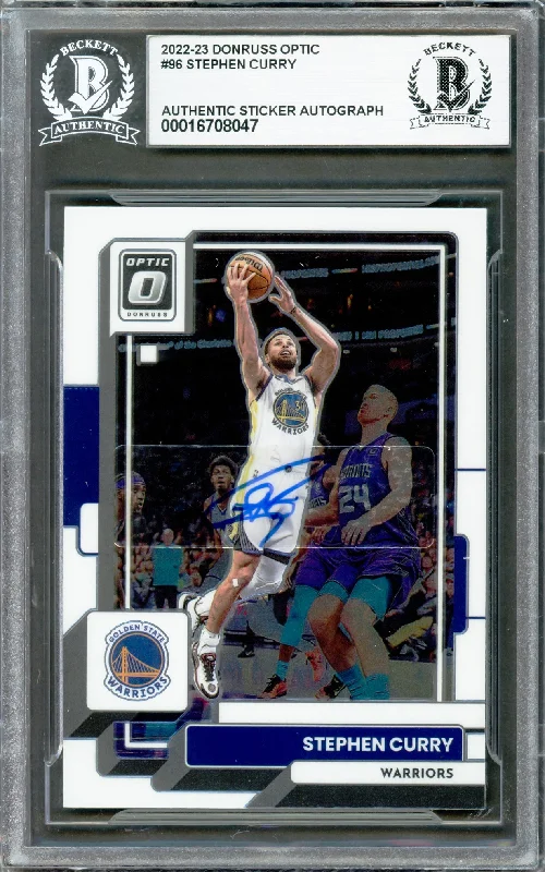 Basketball cards oversized-classic -Stephen Curry Autographed 2022-23 Donruss Optic Card #96 Golden State Warriors Beckett BAS #16708047