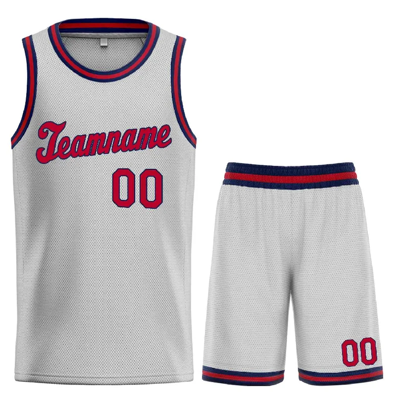 Basketball jerseys quick-release -Custom Gray Maroon-Navy Classic Sets Sports Uniform Basketball Jersey