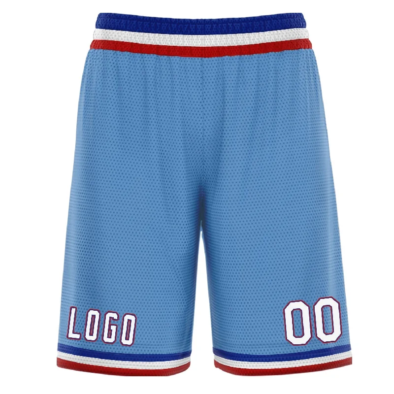 Men's basketball shorts squad pairs -Custom Light Blue White Basketball Shorts