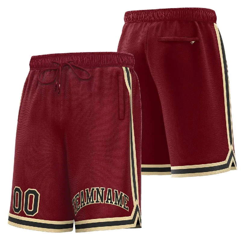 Men's basketball shorts pro shorts -Custom Maroon Black-Old Gold Sport Basketball Shorts