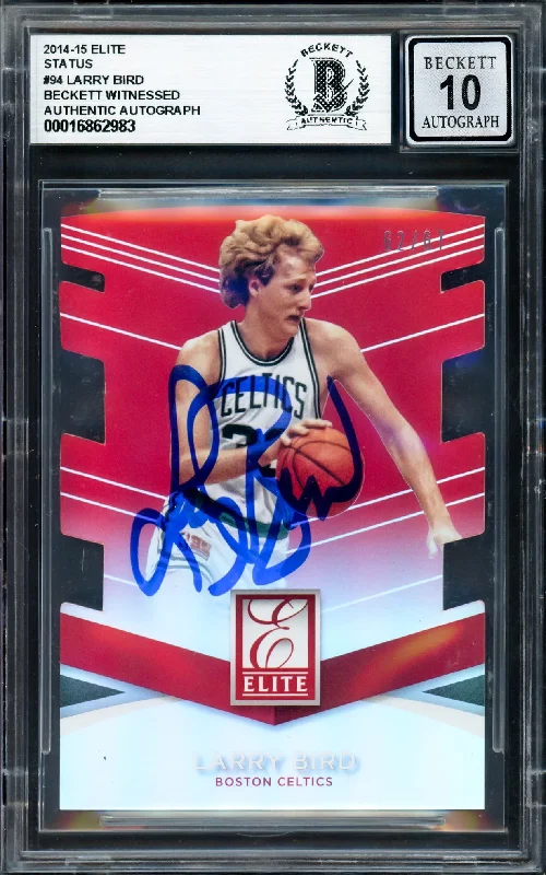 Basketball cards ungraded-classic -Larry Bird Autographed 2014-15 Elite Status Card #94 Boston Celtics Auto Grade Gem Mint 10 #62/67 Beckett BAS Witness #16862983