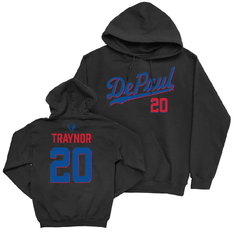 Men's basketball hoodie quick-dry apparel -DePaul Men's Basketball Black Script Hoodie - Jayden Traynor | #20