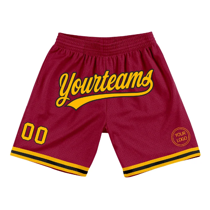 Men's basketball shorts team edition -Custom Maroon Gold-Black Authentic Throwback Basketball Shorts