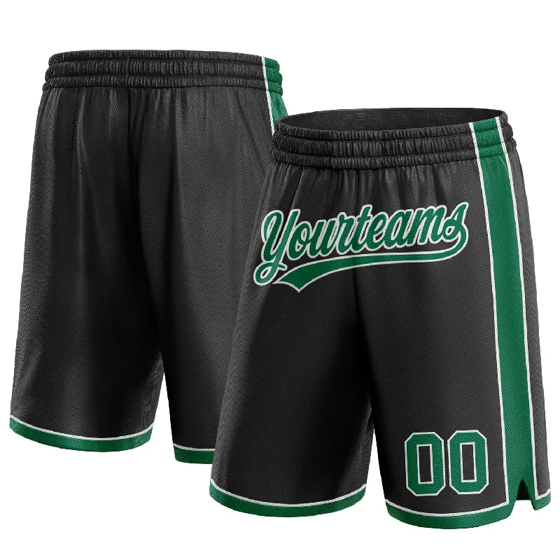 Men's basketball shorts sport sale -Custom Black Kelly Green-White Authentic Basketball Shorts