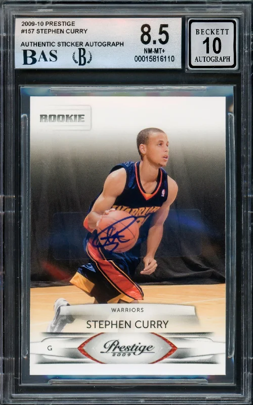 Basketball cards promo-rarity -Stephen Curry Autographed 2009-10 Panini Prestige Rookie Card #157 Golden State Warriors BGS 8.5 Auto Grade Gem Mint 10 Beckett BAS #15816110