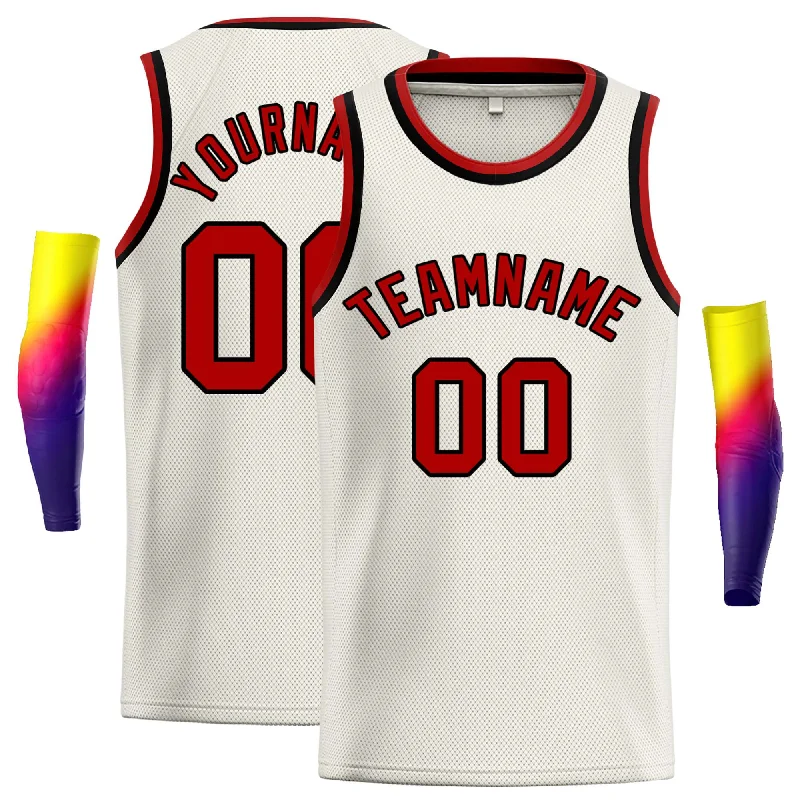 Basketball jerseys amateur -Custom Cream Red-Black Classic Tops Casual Basketball Jersey