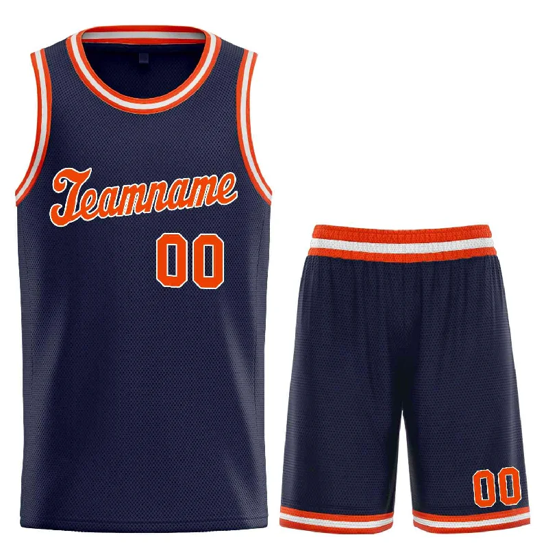 Basketball jerseys anniversary -Custom Navy Orange-White Classic Sets Sports Uniform Basketball Jersey