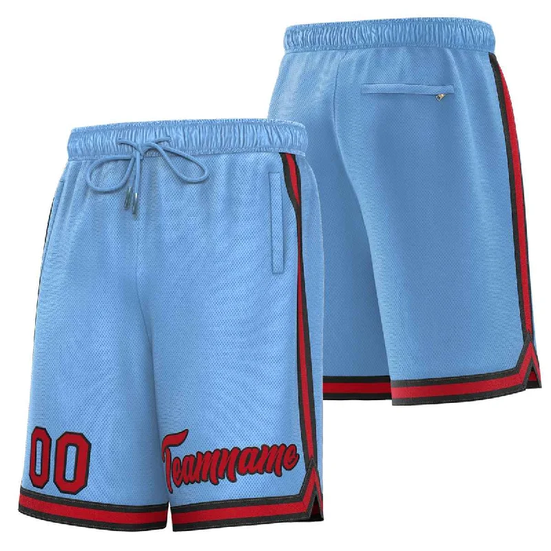 Men's basketball shorts online store -Custom Powder Blue Maroon-Black Sport Basketball Shorts