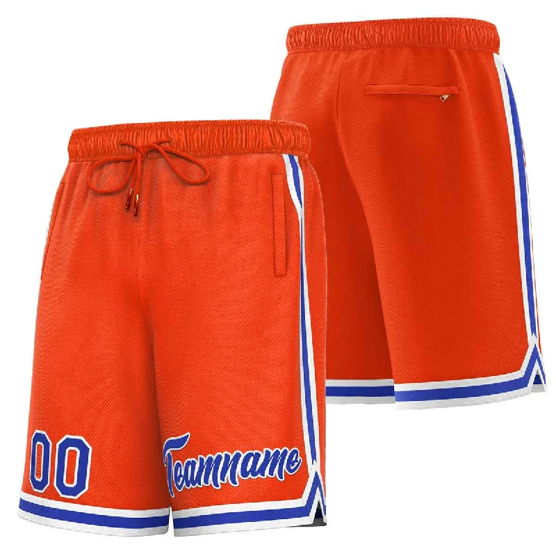 Men's basketball shorts snug design -Custom Orange Royal-White Sport Basketball Shorts