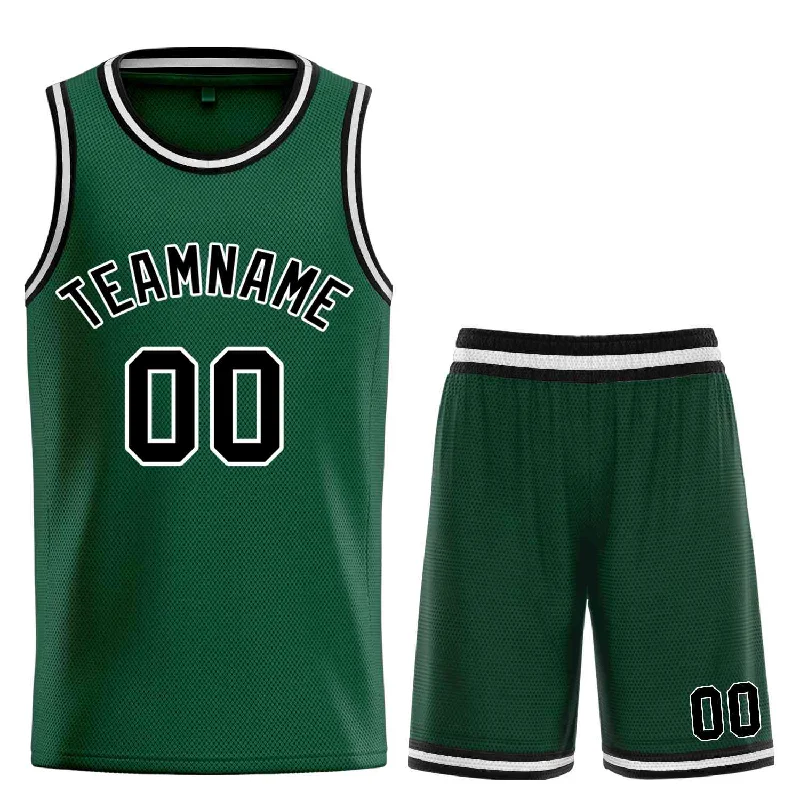 Basketball jerseys white -Custom Hunter Green Black-White Bull Classic Sets Curved Basketball Jersey