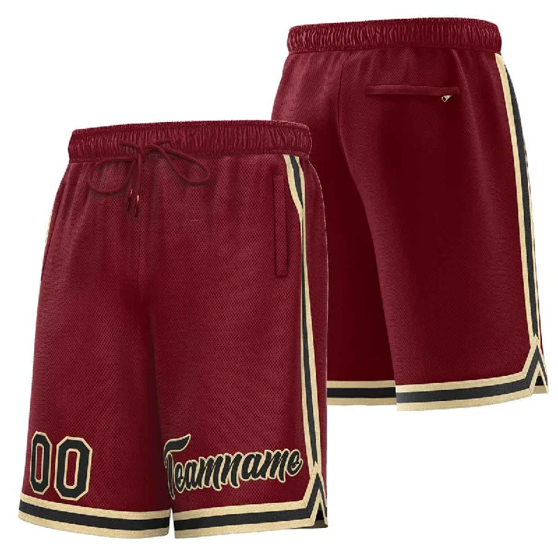 Men's basketball shorts sportswear staple -Custom Maroon Black-Old Gold Sport Basketball Shorts