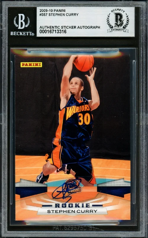 Basketball cards team-set-rare -Stephen Curry Autographed 2009-10 Panini Rookie Card #357 Golden State Warriors Beckett BAS #16713316