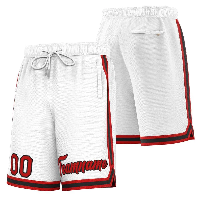 Men's basketball shorts matched set -Custom White Red-Black Sport Basketball Shorts